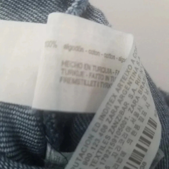 Zara Woman Premium Denim Wide  Leg Dark Wash Raw Hem Cropped Overalls M - Picture 6 of 14